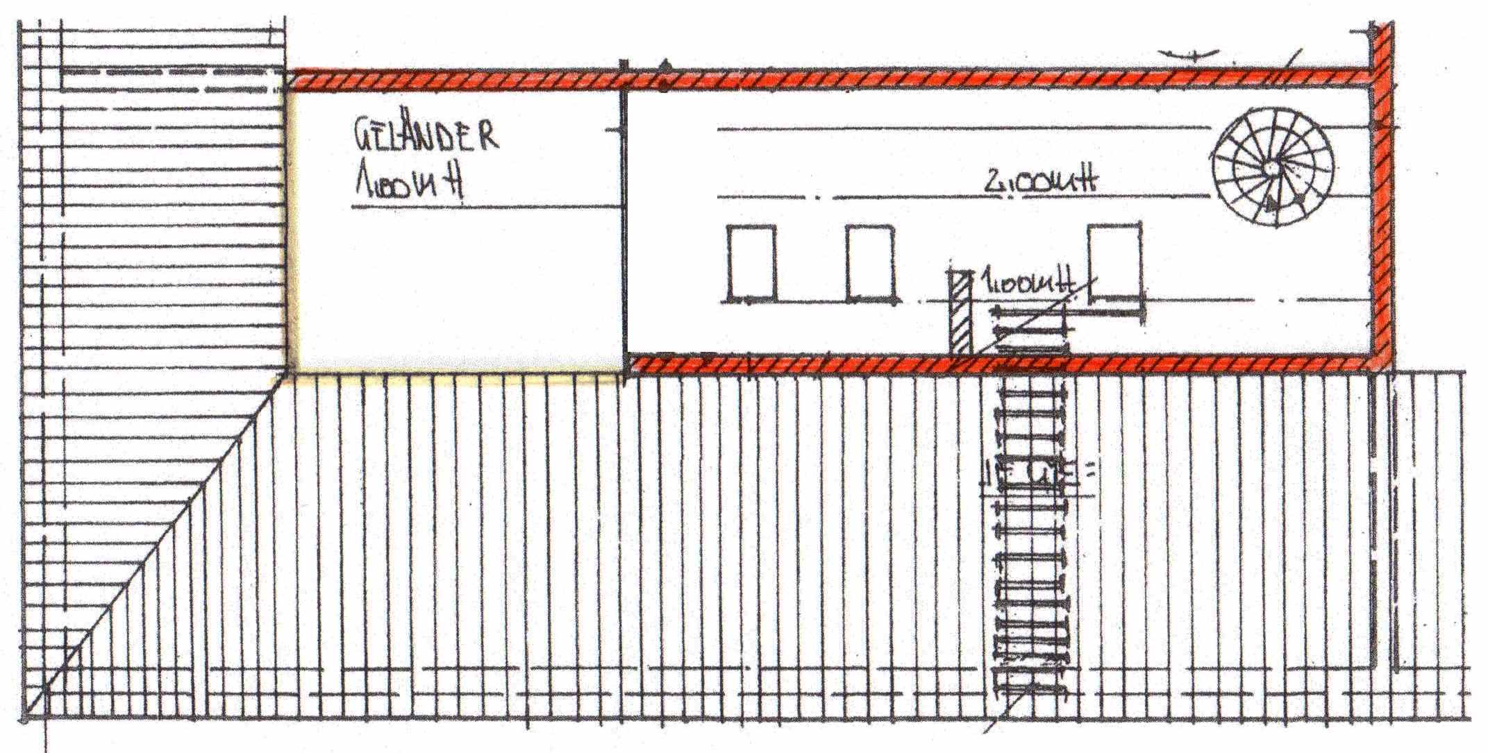 Planskizze der zweiten Ebene einer ger�umigen Mansardenwohnung